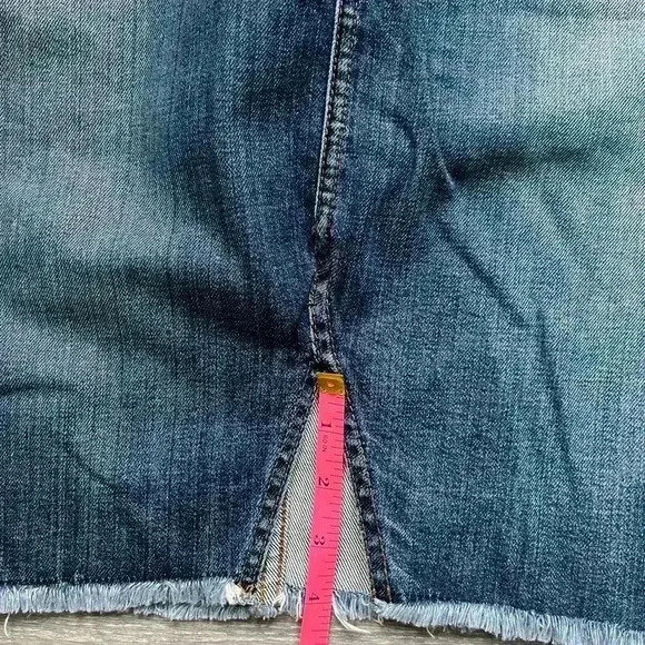 Joe’s Jeans Japanese Denim Button Fly Front Slit Raw Hem Skirt Size 28 - Picture 8 of 8